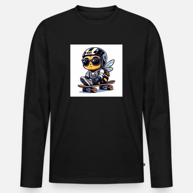 BiFi Fliege - Männer Premium Bio Langarmshirt - Schwarz