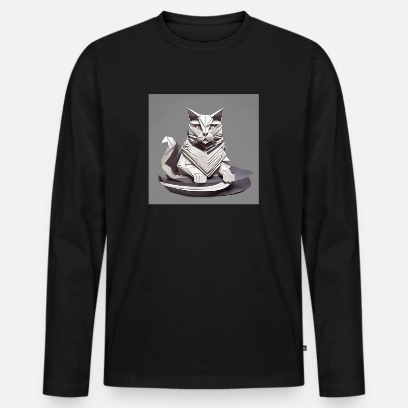 Katze - Männer Premium Bio Langarmshirt - Schwarz