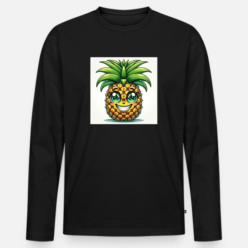 Ananas - Männer Premium Bio Langarmshirt - Schwarz