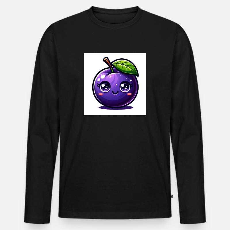 Pflaume lila - Männer Premium Bio Langarmshirt - Schwarz