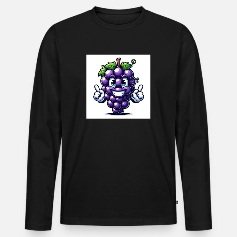 Weintrauben - Männer Premium Bio Langarmshirt - Schwarz