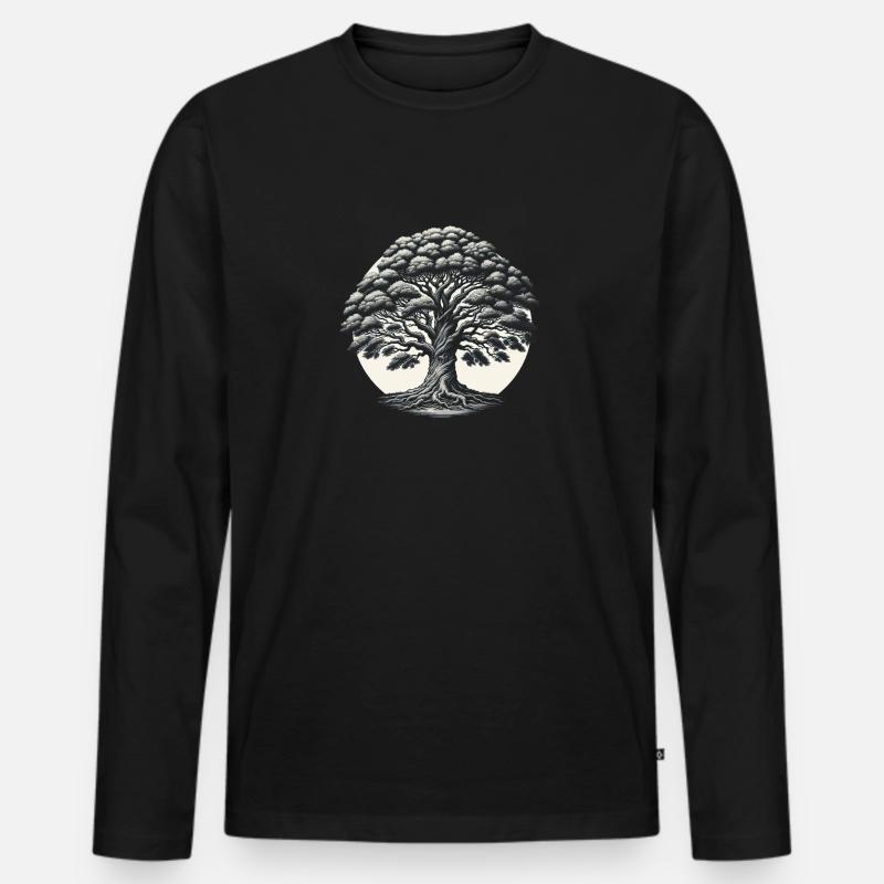 Ewiger Baum der Weisheit - Männer Premium Bio Langarmshirt - Schwarz