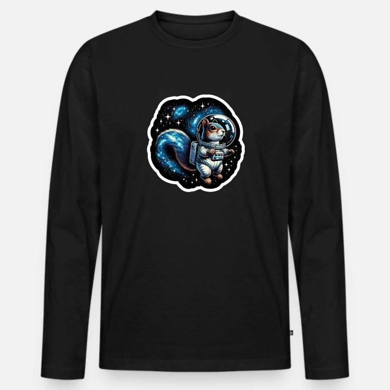 Weltraum-Eichhörnchen - Männer Premium Bio Langarmshirt - Schwarz