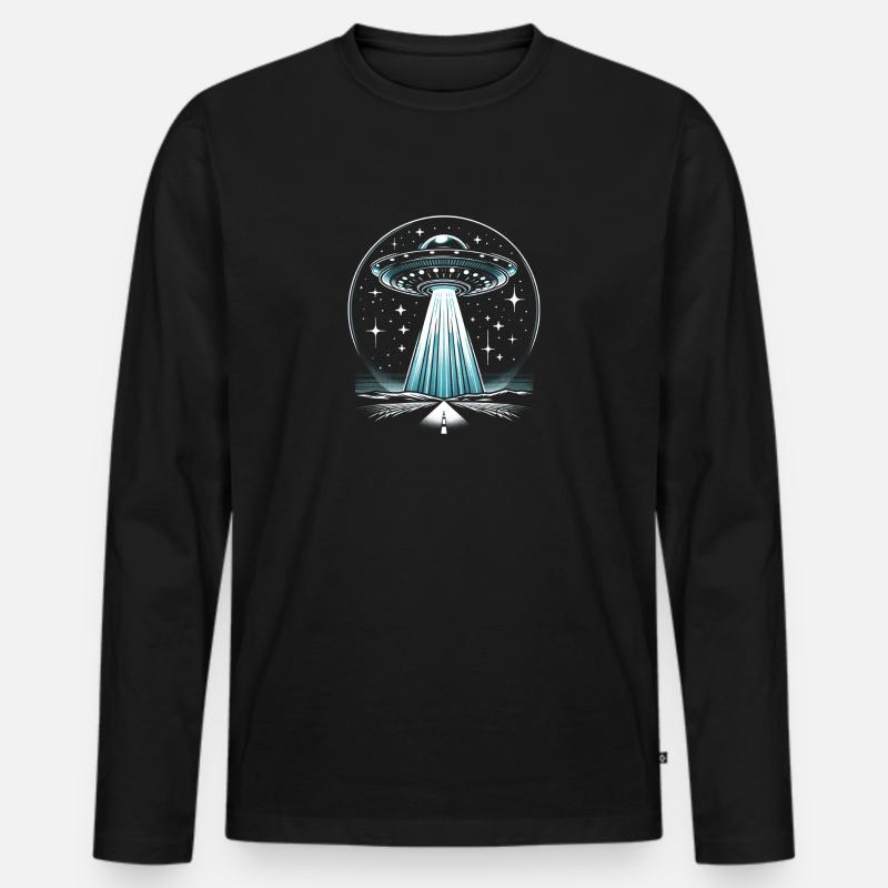 Nachtwache über den Ebenen - Männer Premium Bio Langarmshirt - Schwarz