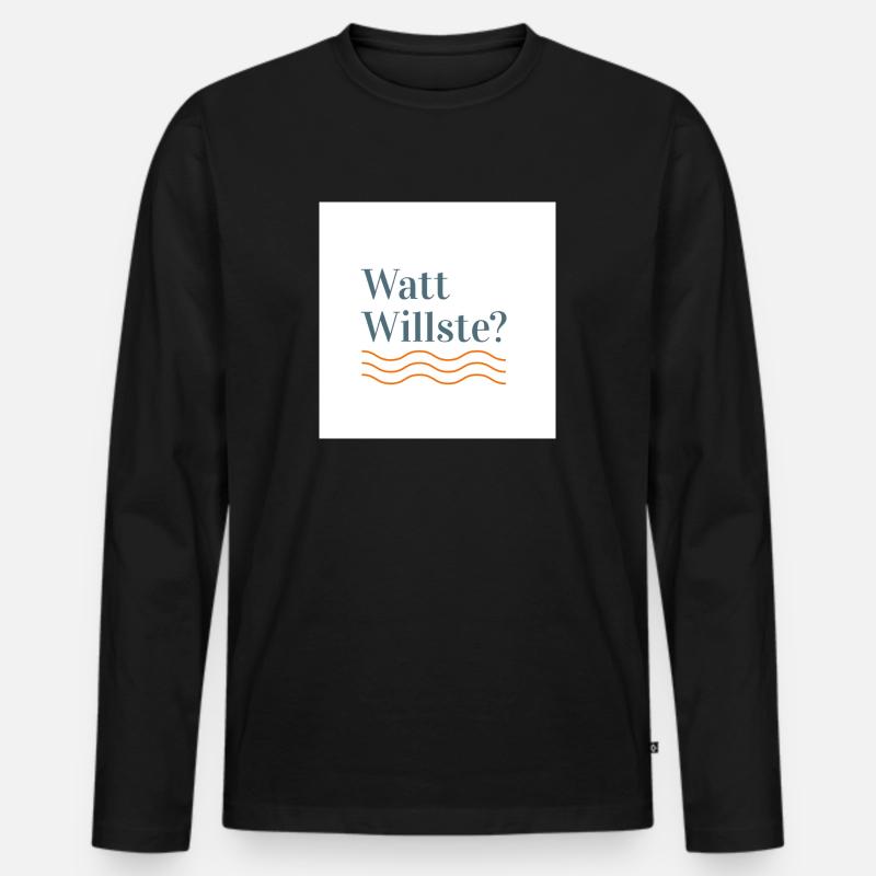 Watt Willste - Männer Premium Bio Langarmshirt - Schwarz
