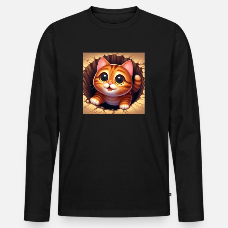 Katze - Männer Premium Bio Langarmshirt - Schwarz