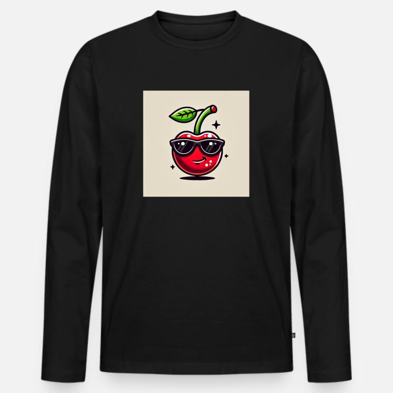 Kirsch - Männer Premium Bio Langarmshirt - Schwarz