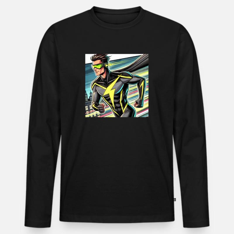 Superheld - Männer Premium Bio Langarmshirt - Schwarz