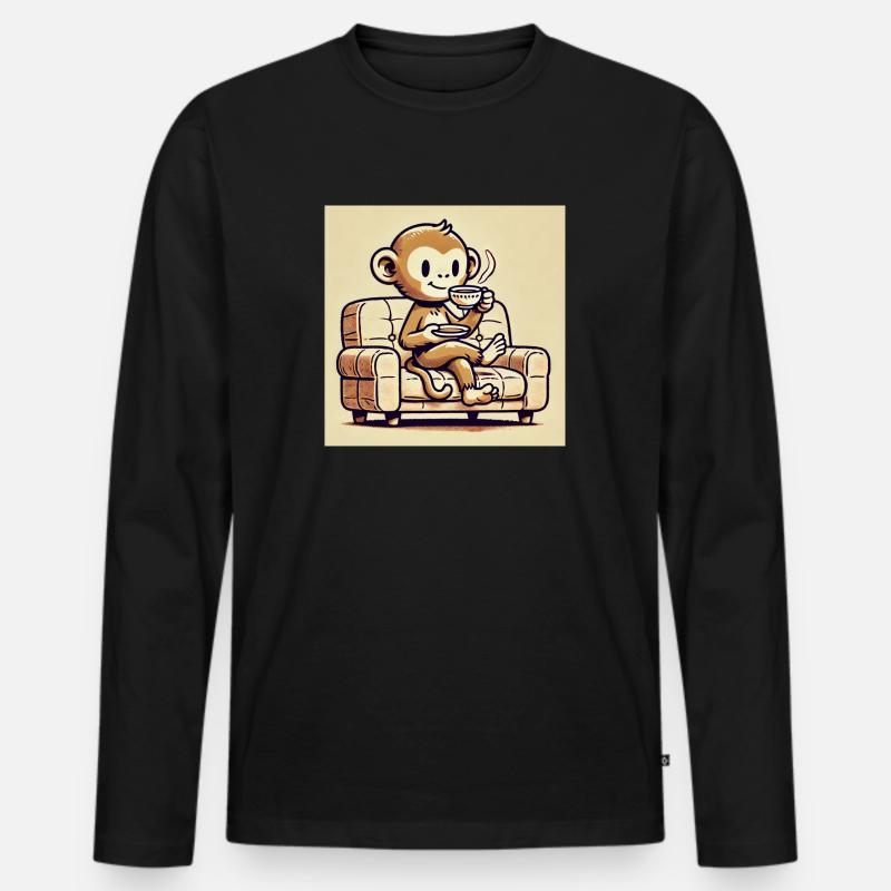 Entspannter Affe – KI-Design - Männer Premium Bio Langarmshirt - Schwarz