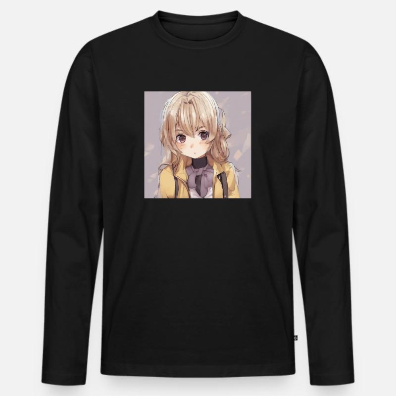 Anime maus - Männer Premium Bio Langarmshirt - Schwarz