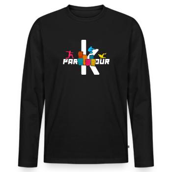 Freerunning Parkour Parkour-Run - T-shirt manches longues Premium bio Homme - noir - Devant - Nico (187cm)
