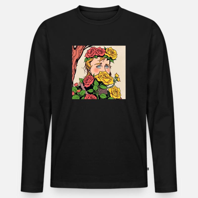 Knight Rose - Männer Premium Bio Langarmshirt - Schwarz