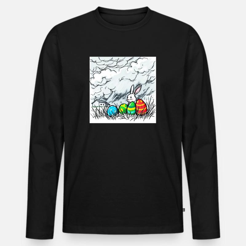 Eierwunder & Hasenglück - Männer Premium Bio Langarmshirt - Schwarz
