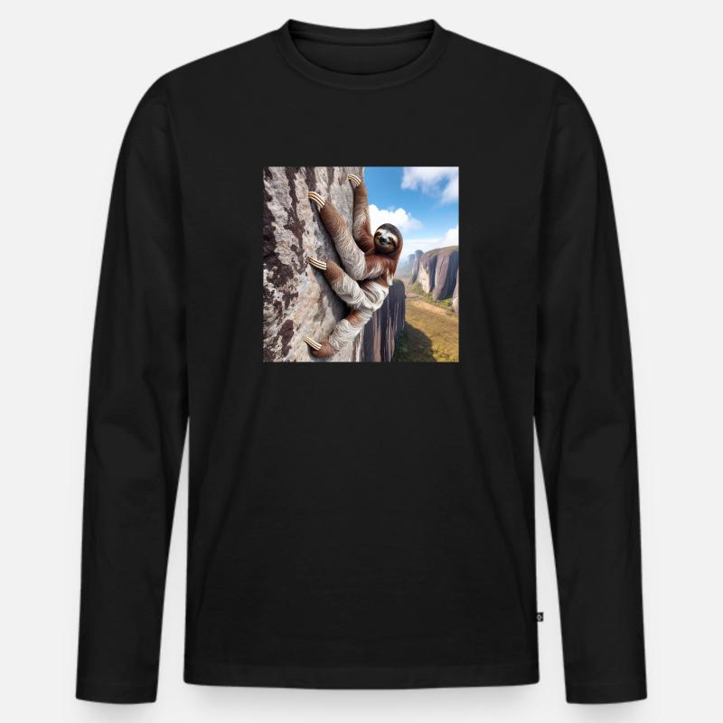Faultier Wanderer FreeClimber - Männer Premium Bio Langarmshirt - Schwarz