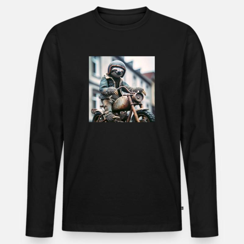 Faultier Wanderer Gentelmen Biker - Männer Premium Bio Langarmshirt - Schwarz