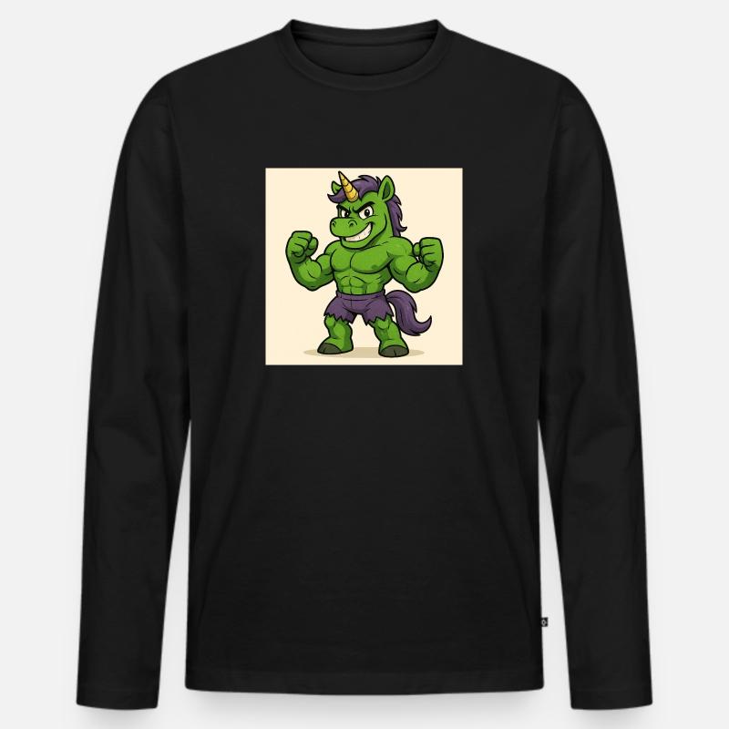 Hulkunicorn - Männer Premium Bio Langarmshirt - Schwarz