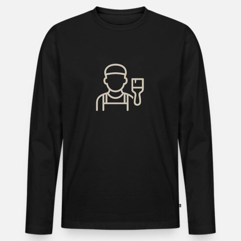 Der Maler - Männer Premium Bio Langarmshirt - Schwarz