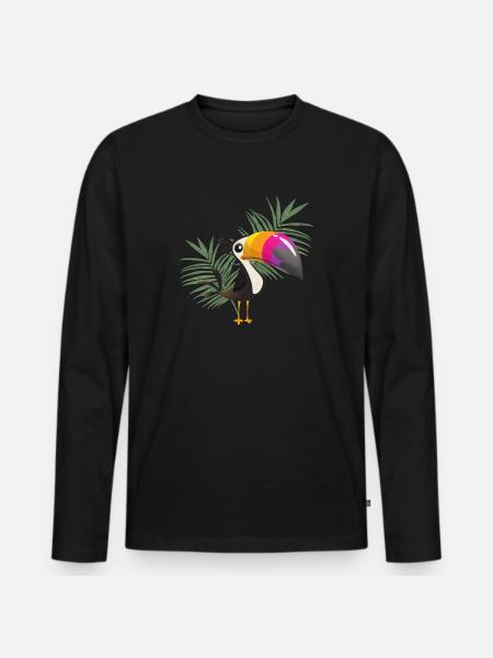 toucan - Men's Premium Organic Long Sleeve Shirt - black