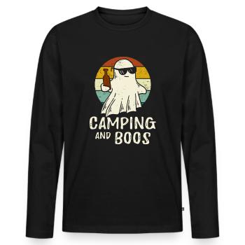 Camping und Boos Halloween Geist Bier Party - Männer Premium Bio Langarmshirt - Schwarz - Vorne - Nico (187cm)