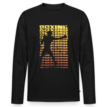 Boxing Boxeur Shadow Vintage - Sport de combat - T-shirt manches longues Premium bio Homme - noir - Devant - Nico (187cm)