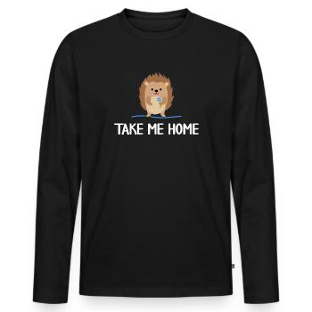 Un hérisson célibataire cherche des vibrations de flirt amoureux en automne - T-shirt manches longues Premium bio Homme - noir - Devant - Nico (187cm)