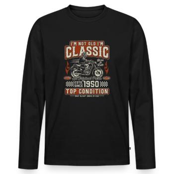 Moto rétro vintage des années 1950 - T-shirt manches longues Premium bio Homme - noir - Devant - Nico (187cm)