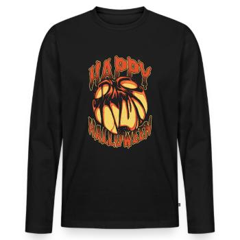 Joyeux Halloween Citrouille - T-shirt manches longues Premium bio Homme - noir - Devant - Nico (187cm)