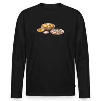 Ofenkartoffeln mit Olija und Selödka - Männer Premium Bio Langarmshirt - Schwarz - Vorne - Nico (187cm)