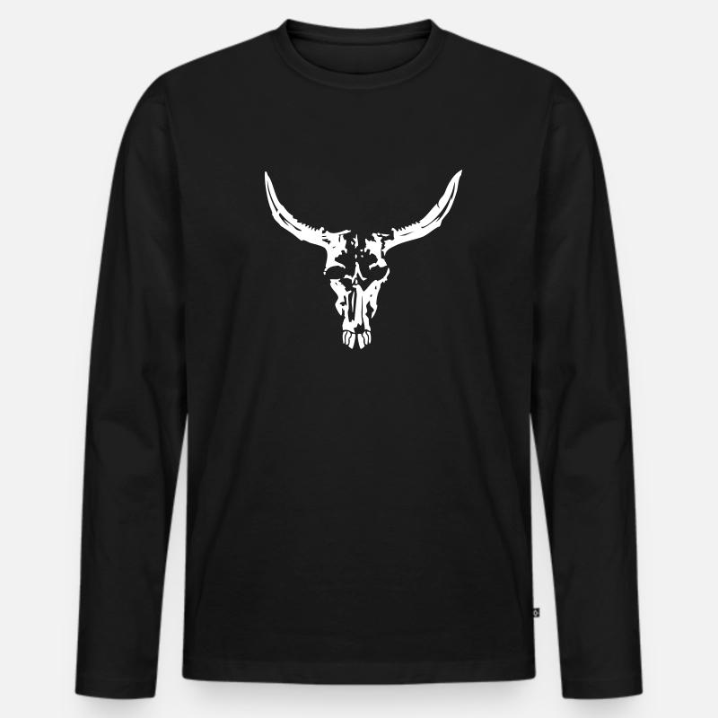 BULL SKULL - Männer Premium Bio Langarmshirt - Schwarz