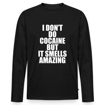 La cocaïne sent une citation incroyable - T-shirt manches longues Premium bio Homme - noir - Devant - Nico (187cm)