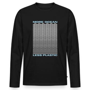 More Ocean Less Plastic | 2C Farbwechsel - Männer Premium Bio Langarmshirt - Schwarz - Vorne - Nico (187cm)