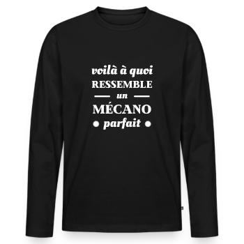 mecano parfait humour mecanicien mecanique homme - T-shirt manches longues Premium bio Homme - noir - Devant - Nico (187cm)