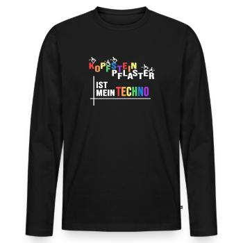 rollstuhlfahrer driving rollstuhl techno spruch - Männer Premium Bio Langarmshirt - Schwarz - Vorne - Nico (187cm)