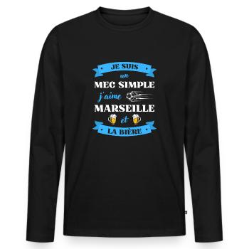 mec simple marseille foot biere humour marseillais - T-shirt manches longues Premium bio Homme - noir - Devant - Nico (187cm)