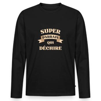 super parrain qui dechire humour parrain filleule - T-shirt manches longues Premium bio Homme - noir - Devant - Nico (187cm)