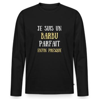 barbu parfait humour barbe homme cadeau rigolo - T-shirt manches longues Premium bio Homme - noir - Devant - Nico (187cm)