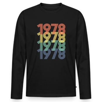 Cool Retro 1978, 44 ans, cadeau de 44e anniversaire - T-shirt manches longues Premium bio Homme - noir - Devant - Nico (187cm)