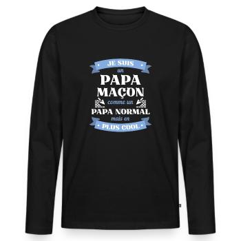 papa maçon humour maçonnerie homme cadeau drole - T-shirt manches longues Premium bio Homme - noir - Devant - Nico (187cm)