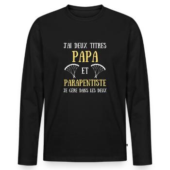 papa parapentiste titres humour parapente homme - T-shirt manches longues Premium bio Homme - noir - Devant - Nico (187cm)