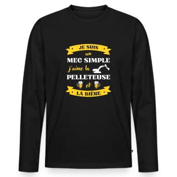 mec simple pelleteuse biere humour engin chantier - T-shirt manches longues Premium bio Homme - noir - Devant - Nico (187cm)
