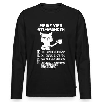 Lustige Katze Stimmung Kaffee Büro Geschenk Fun - Männer Premium Bio Langarmshirt - Schwarz - Vorne - Nico (187cm)
