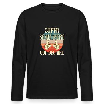 super beau père qui déchire humour idée cadeau - T-shirt manches longues Premium bio Homme - noir - Devant - Nico (187cm)