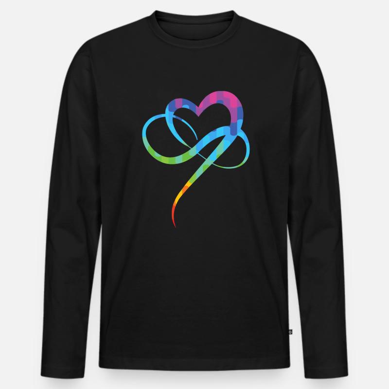 Poly Love Heart - Infinity Herz - Männer Premium Bio Langarmshirt - Schwarz