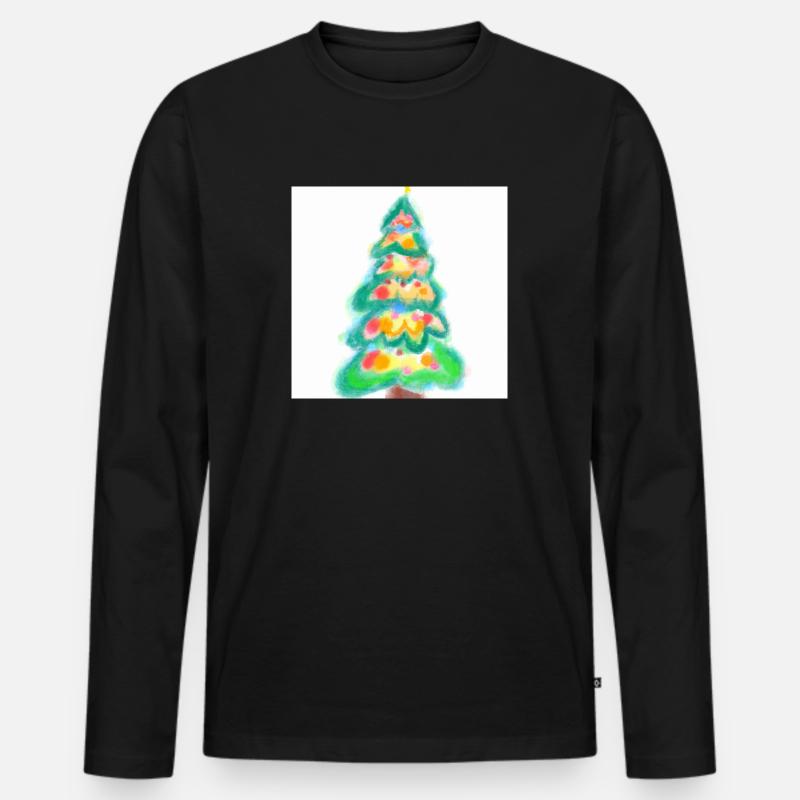 Weihnachtsbaum Tannenbaum - Männer Premium Bio Langarmshirt - Schwarz