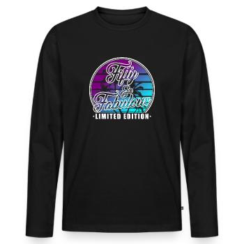 50e anniversaire cadeau d’anniversaire citation 50 ans - T-shirt manches longues Premium bio Homme - noir - Devant - Nico (187cm)