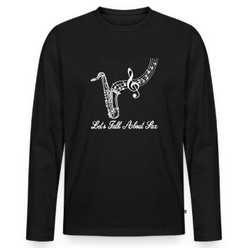 Saxophone Sax Jazz Music Instrument Hobby - Men's Premium Organic Long Sleeve Shirt - black - Front - Nico (187cm)