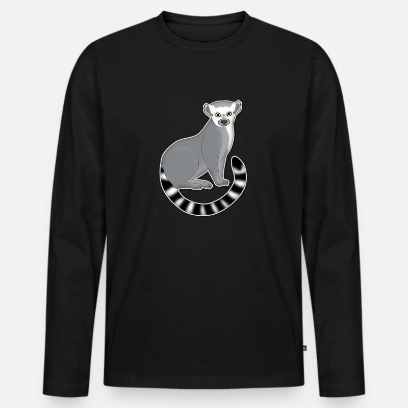 Ein Katta schaut - Männer Premium Bio Langarmshirt - Schwarz