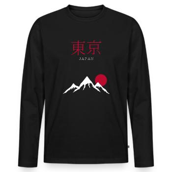 Japon terre du soleil levant - T-shirt manches longues Premium bio Homme - noir - Devant - Nico (187cm)