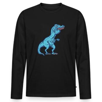 Tyrannosaurus Rex Überbiss Hasenzähne Witzig - Männer Premium Bio Langarmshirt - Schwarz - Vorne - Nico (187cm)