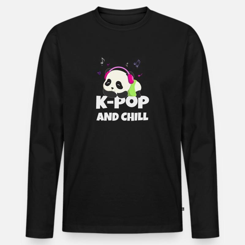 K-POP und chillen. Schwarz # 2 - Männer Premium Bio Langarmshirt - Schwarz